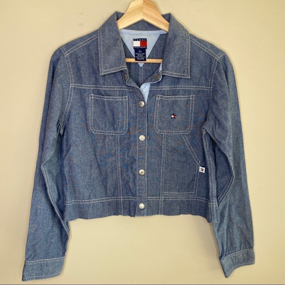 Tommy Hilfiger Chambray snap up jacket size Large